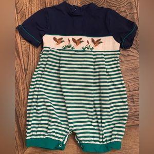 Babeeni Smocked Duck Mallard Romper Outfit 12m